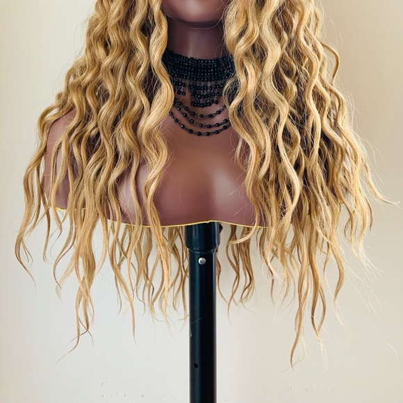 Gorgeous Ombre Golden Brown Premium Fiber Lace Front Wig - Picture 8 of 10